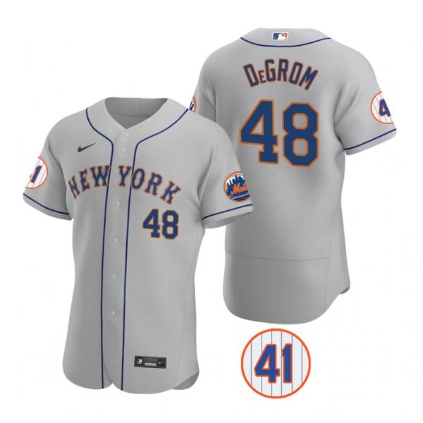 Personalized Men’s #48 Jacob deGrom New York Mets Gray Jersey Flex Base Gray