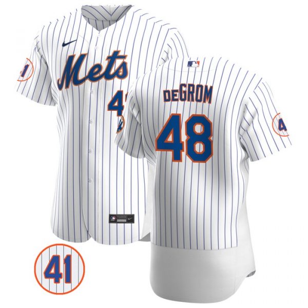 Personalized Men’s #48 Jacob deGrom New York Mets Gray Jersey Flex Base White