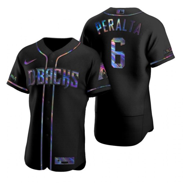 Personalized Men’s David Peralta Arizona Diamondbacks Flex Base Jersey Black Holographic