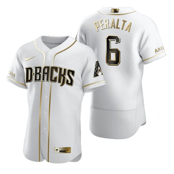 Personalized Men’s David Peralta Arizona Diamondbacks Flex Base Jersey White Golden