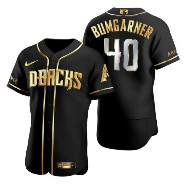Personalized Men’s Madison Bumgarner Arizona Diamondbacks Flex Base Jersey Black Golden