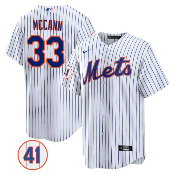 Personalized Men’s #33 James McCann New York Mets White Jersey Cool Base White