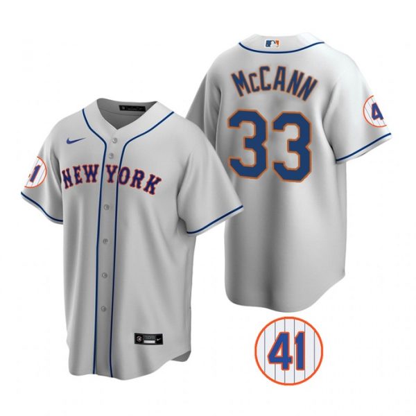 Personalized Men’s #33 James McCann New York Mets White Jersey Cool Base Gray