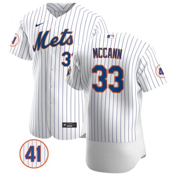 Personalized Men’s #33 James McCann New York Mets White Jersey Flex Base White