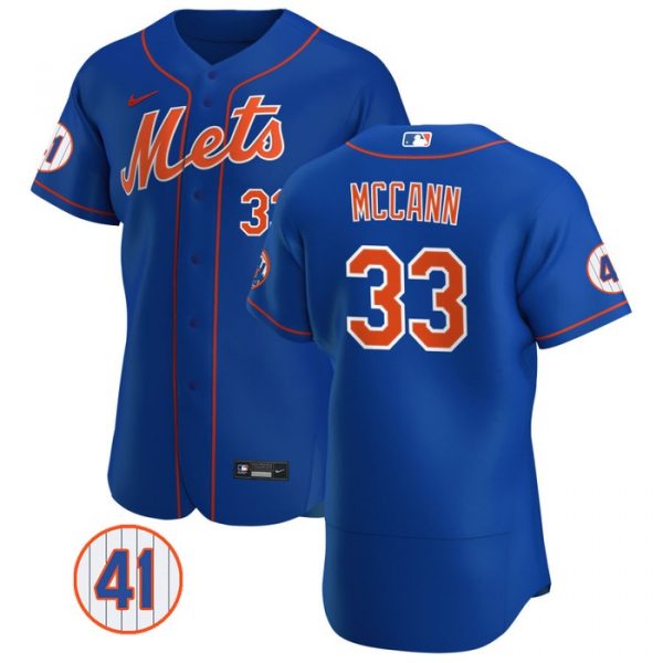 Personalized Men’s #33 James McCann New York Mets White Jersey Flex Base Royal