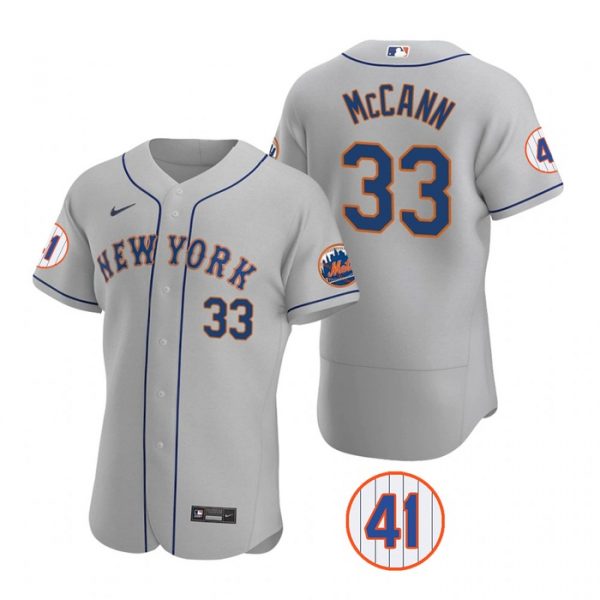 Personalized Men’s #33 James McCann New York Mets White Jersey Flex Base Gray