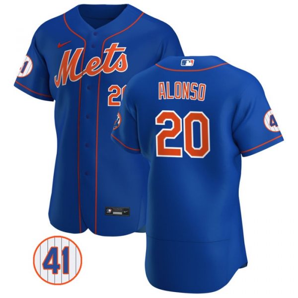 Personalized Men’s #20 Pete Alonso New York Mets Gray Jersey Flex Base Royal