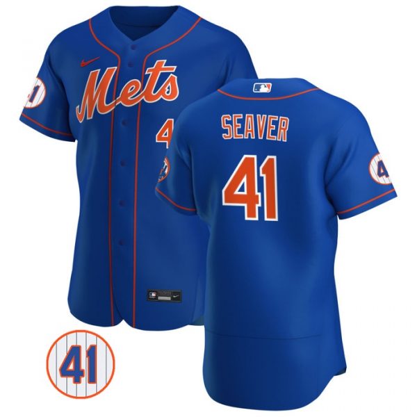 Personalized Men’s #41 Tom Seaver New York Mets White Jersey Flex Base Royal
