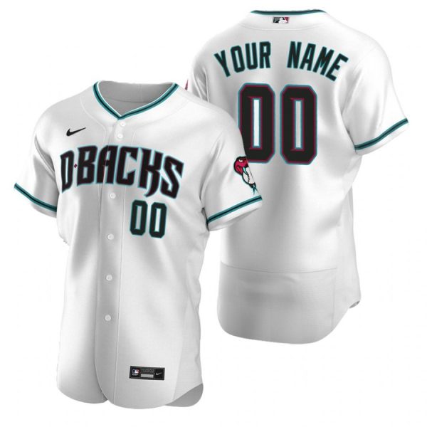 Personalized Men’s Arizona Diamondbacks Flex Base Jersey White Teal