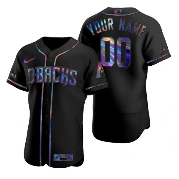 Personalized Men’s Arizona Diamondbacks Flex Base Jersey Black Holographic
