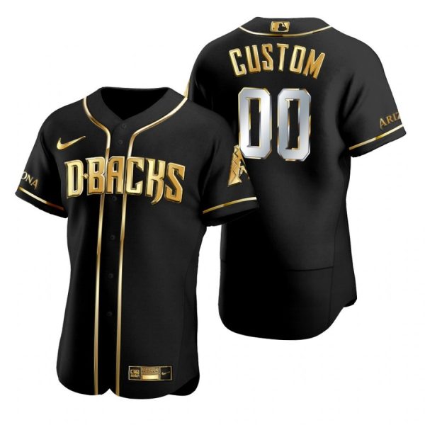 Personalized Men’s Arizona Diamondbacks Flex Base Jersey Black Golden