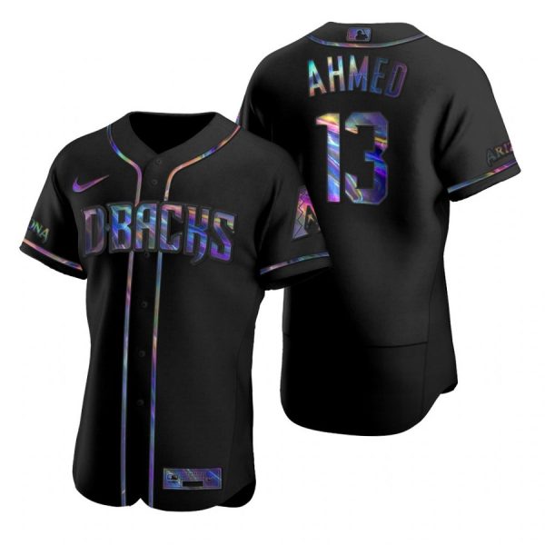 Personalized Men’s Nick Ahmed Arizona Diamondbacks Flex Base Jersey Black Holographic