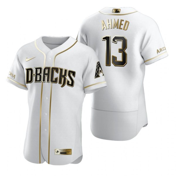 Personalized Men’s Nick Ahmed Arizona Diamondbacks Flex Base Jersey White Golden