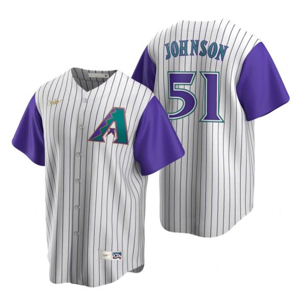 Personalized Men’s Randy Johnson Arizona Diamondbacks Cool Base Jersey Cream Purple