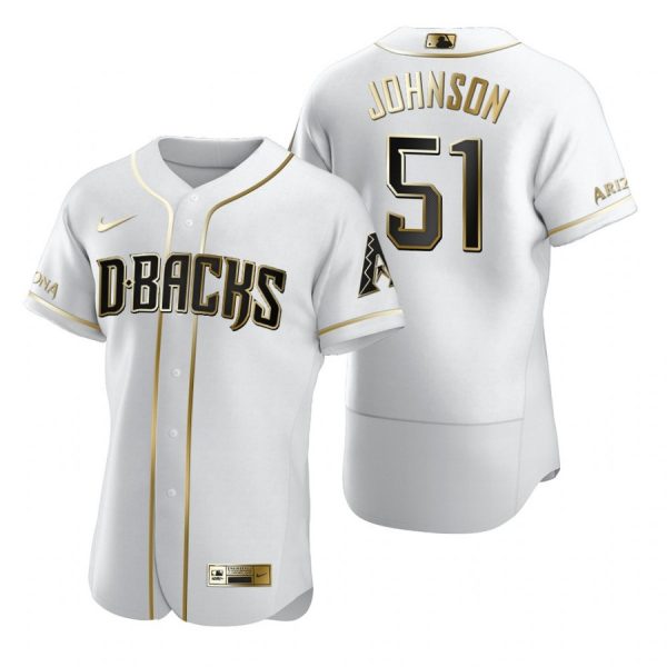 Personalized Men’s Randy Johnson Arizona Diamondbacks Flex Base Jersey White Golden