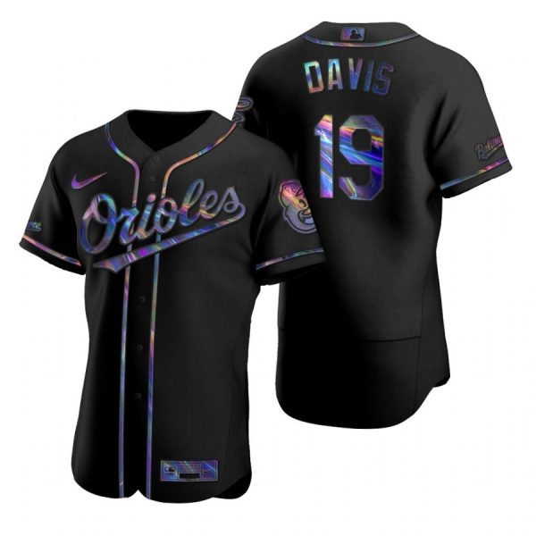 Personalized Men’s Chris Davis Baltimore Orioles Flex Base Jersey Black Holographic