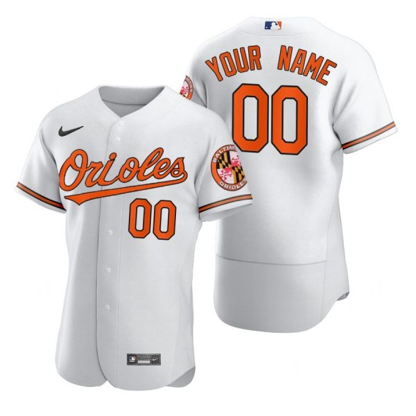 Personalized Men’s Baltimore Orioles Flex Base Jersey White