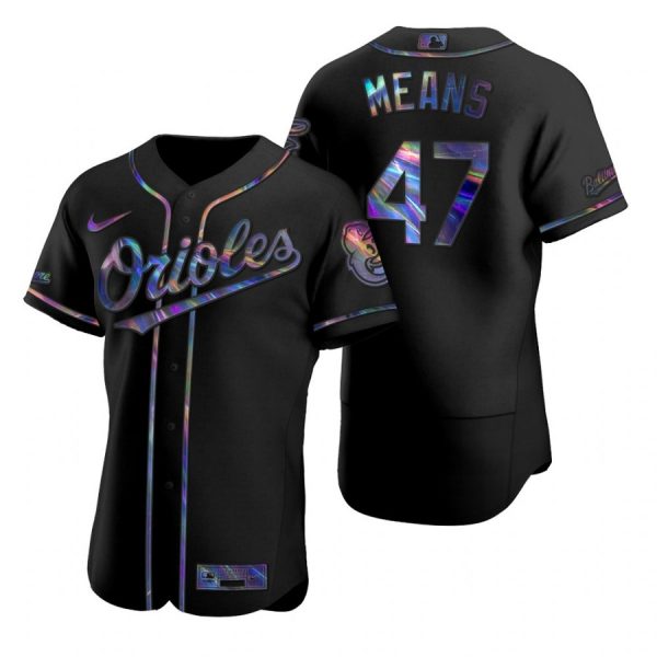 Personalized Men’s John Means Baltimore Orioles Flex Base Jersey Black Holographic