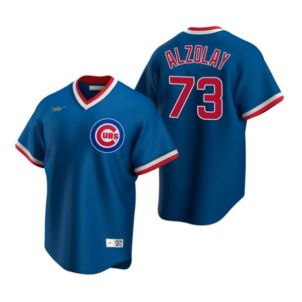 Personalized Men’s Adbert Alzolay Chicago Cubs Cool Base Jersey Royal Cooperstown
