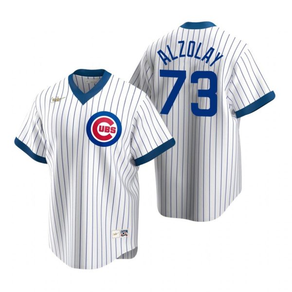 Personalized Men’s Adbert Alzolay Chicago Cubs Cool Base Jersey White Cooperstown