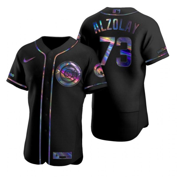 Personalized Men’s Adbert Alzolay Chicago Cubs Flex Base Jersey Black Holographic