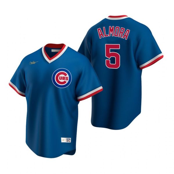 Personalized Men’s Albert Almora Jr. Chicago Cubs Cool Base Jersey Royal Cooperstown
