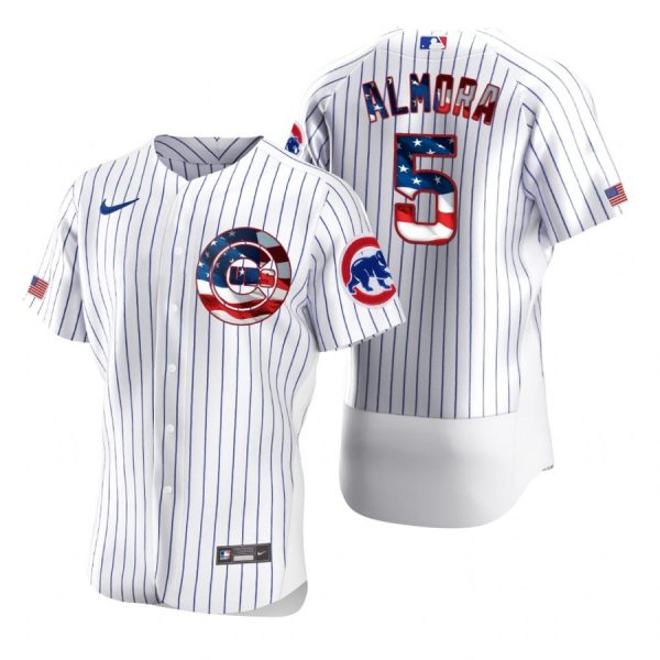 Personalized Men’s Albert Almora Jr. Chicago Cubs Flex Base Jersey White Stars