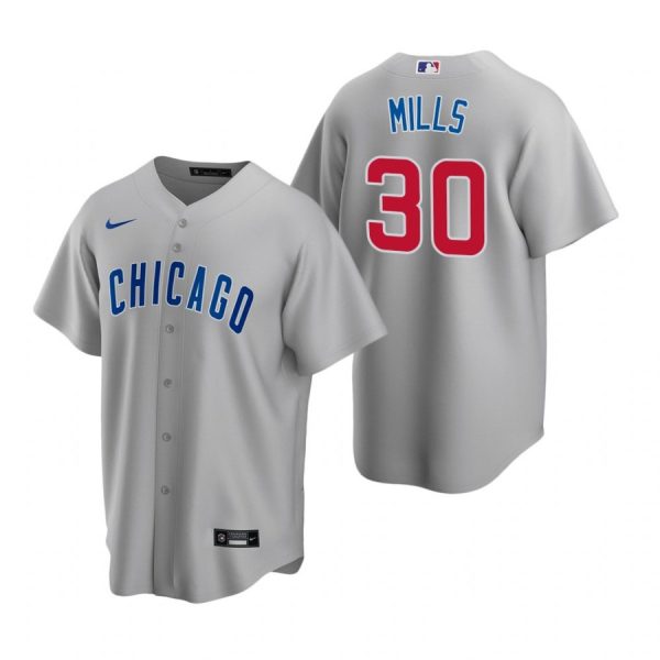 Personalized Men’s Alec Mills Chicago Cubs Cool Base Jersey Gray