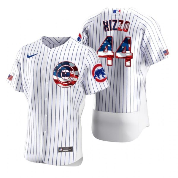 Personalized Men’s Anthony Rizzo Chicago Cubs Flex Base Jersey White Stars