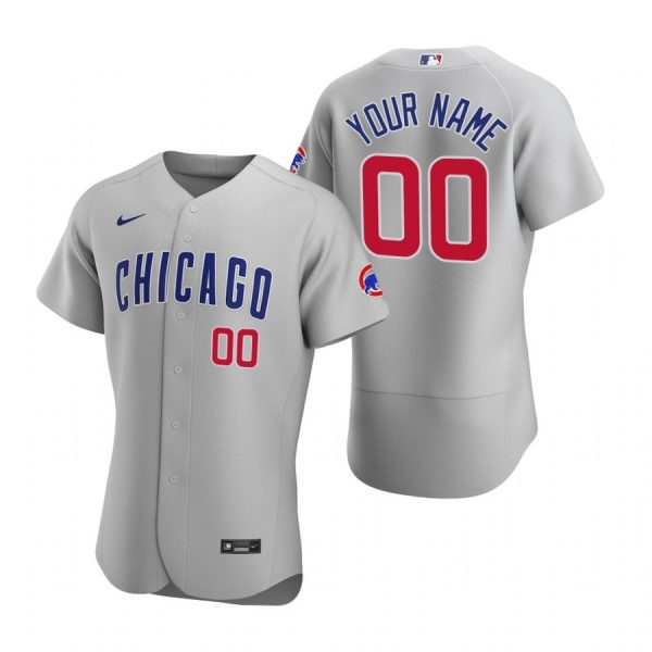Personalized Men’s Chicago Cubs Flex Base Jersey Gray