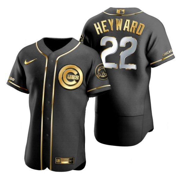 Personalized Men’s Jason Heyward Chicago Cubs Flex Base Jersey Black Golden