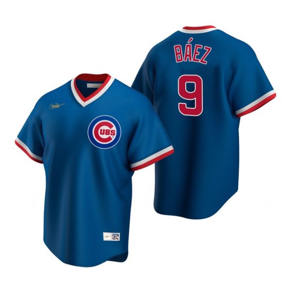 Personalized Men’s Javier Baez Chicago Cubs Cool Base Jersey Royal Cooperstown