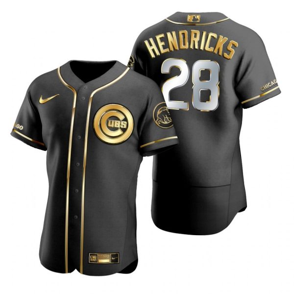 Personalized Men’s Kyle Hendricks Chicago Cubs Flex Base Jersey Black Golden