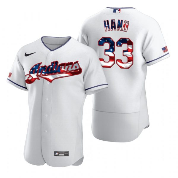 Personalized Men’s Brad Hand Cleveland Indians Flex Base Jersey White Stars