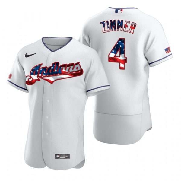 Personalized Men’s Bradley Zimmer Cleveland Indians Flex Base Jersey White Stars