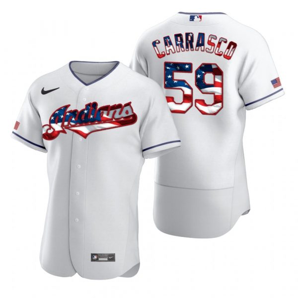 Personalized Men’s Carlos Carrasco Cleveland Indians Flex Base Jersey White Stars