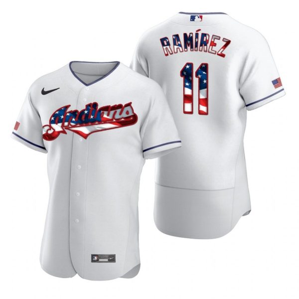 Personalized Men’s Jose Ramirez Cleveland Indians Flex Base Jersey White Stars
