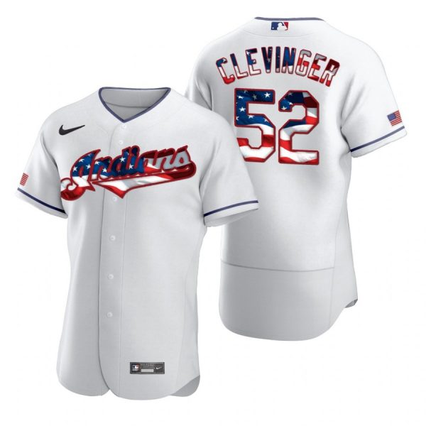 Personalized Men’s Mike Clevinger Cleveland Indians Flex Base Jersey White Stars