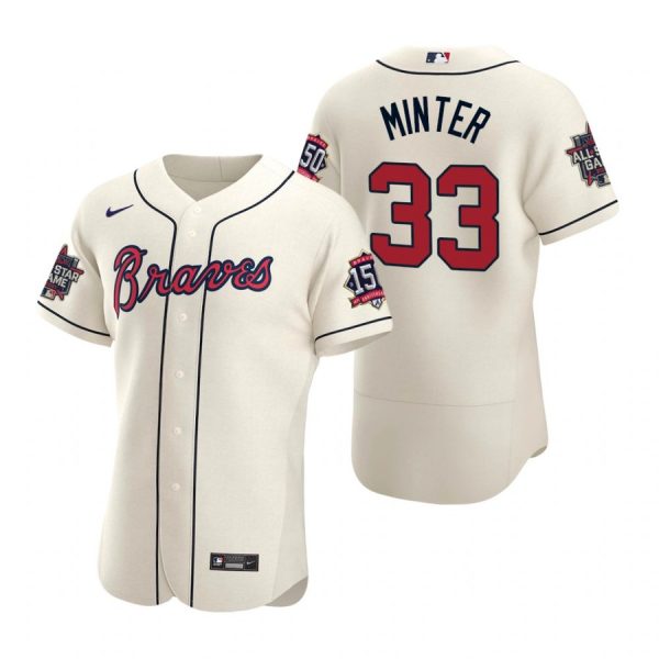Personalized Men’s A.J. Minter Atlanta Braves Flex Base All Star Jersey Cream