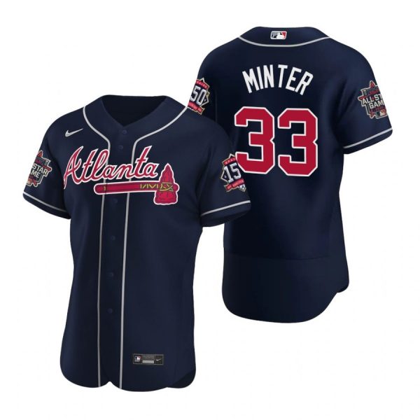 Personalized Men’s A.J. Minter Atlanta Braves Flex Base All Star Jersey Navy