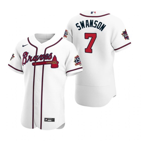 Personalized Men’s Dansby Swanson Atlanta Braves Flex Base All Star Jersey White
