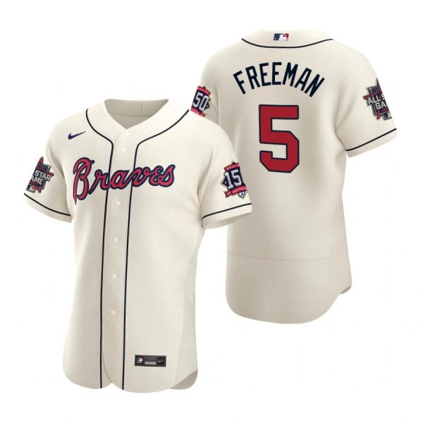 Personalized Men’s Freddie Freeman Atlanta Braves Flex Base All Star Jersey Cream