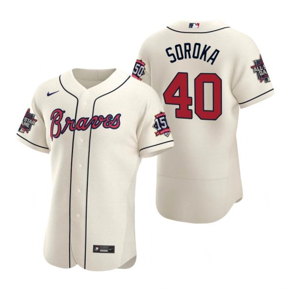 Personalized Men’s Mike Soroka Atlanta Braves Flex Base All Star Jersey Cream
