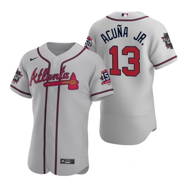 Personalized Men’s Ronald Acuna Jr. Atlanta Braves Flex Base All Star Jersey Gray