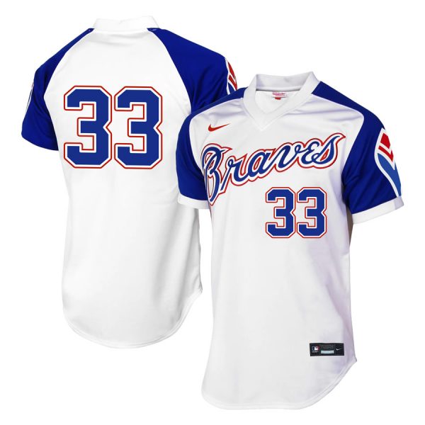 Personalized Men’s #33 A.J. Minter Atlanta Braves Cool Base Jersey White Throwback
