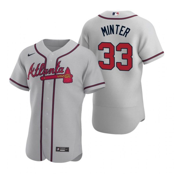 Personalized Men’s #33 A.J. Minter Atlanta Braves Flex Base Jersey Gray