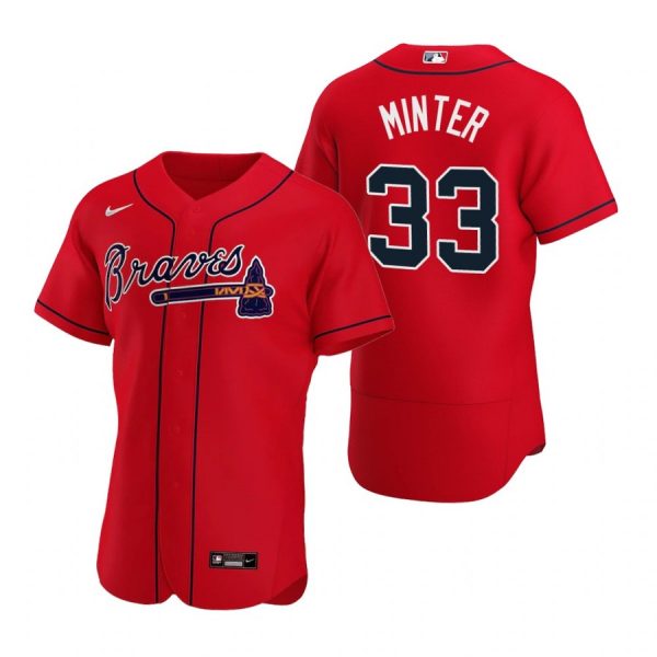 Personalized Men’s #33 A.J. Minter Atlanta Braves Flex Base Jersey Red