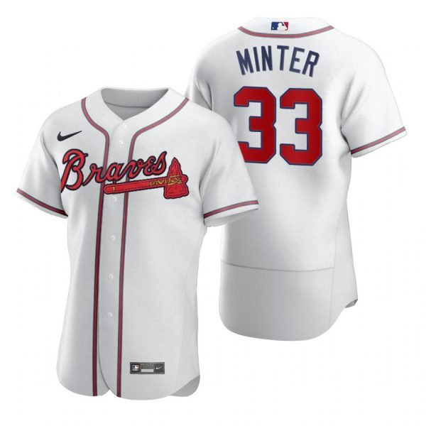 Personalized Men’s #33 A.J. Minter Atlanta Braves Flex Base Jersey White