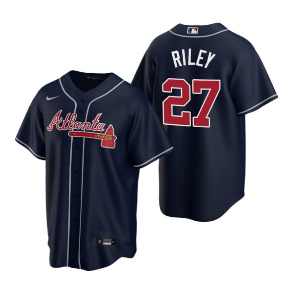 Personalized Men’s #27 Austin Riley Atlanta Braves Cool Base Jersey Navy