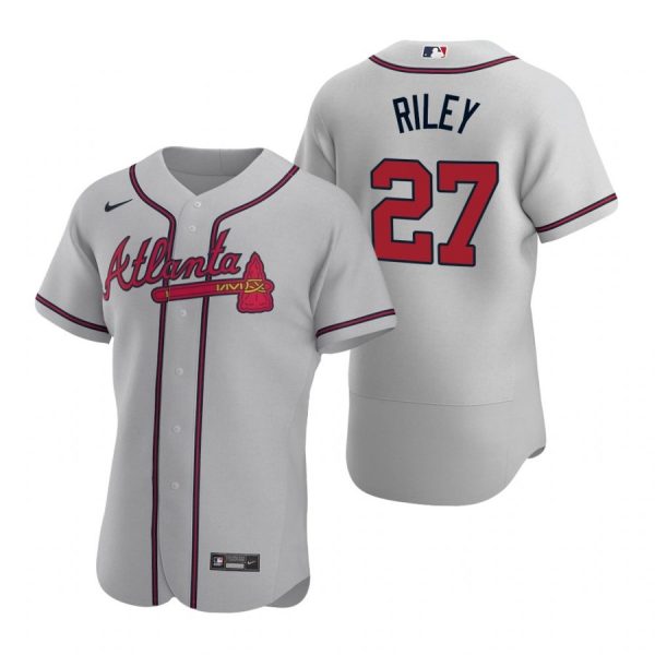 Personalized Men’s #27 Austin Riley Atlanta Braves Flex Base Jersey Gray